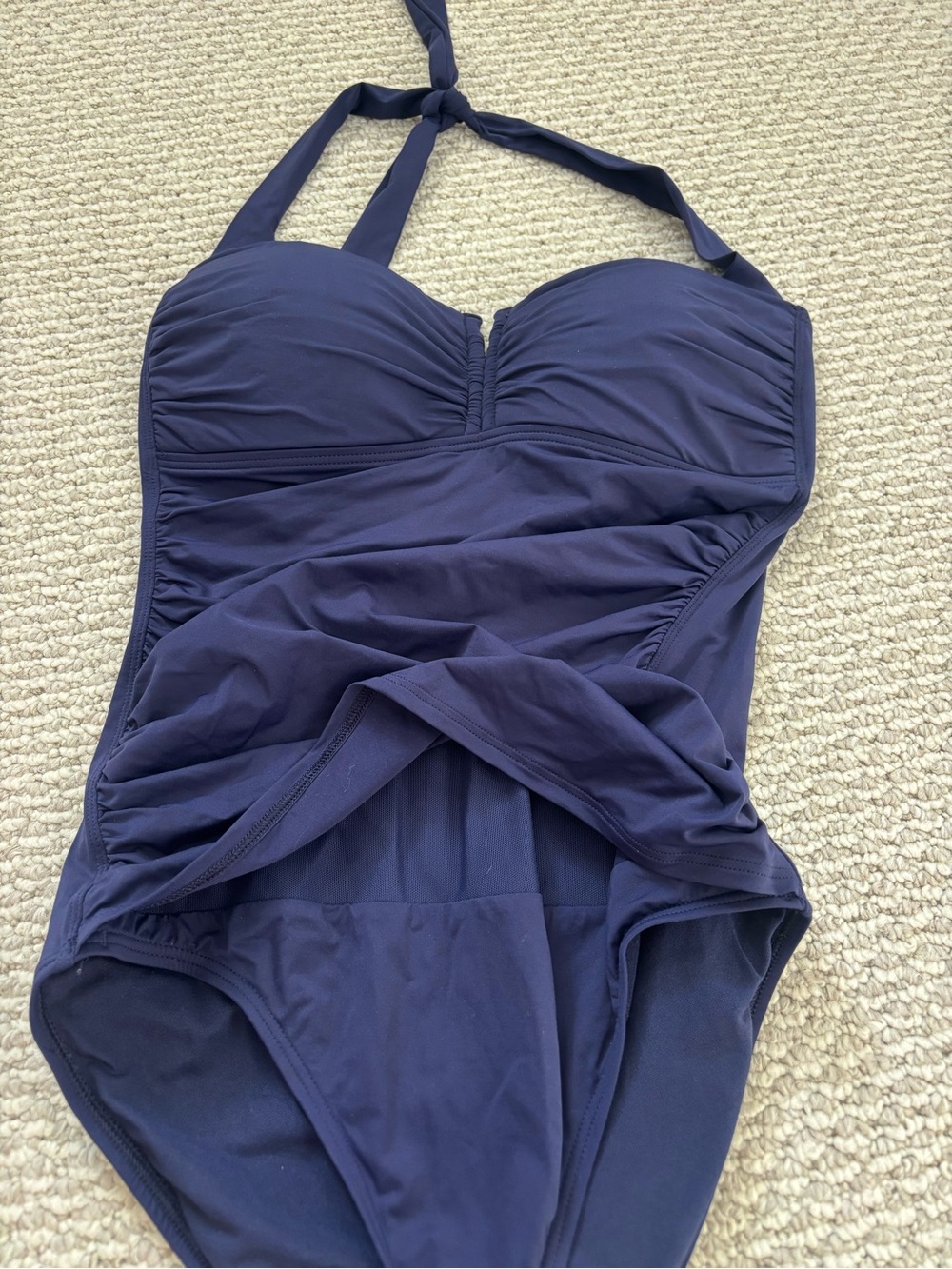 Tommy Bahama Women’s Size 12 Swimsuit One Piece Navy Blue Ruched Tie - Picture 6 of 12